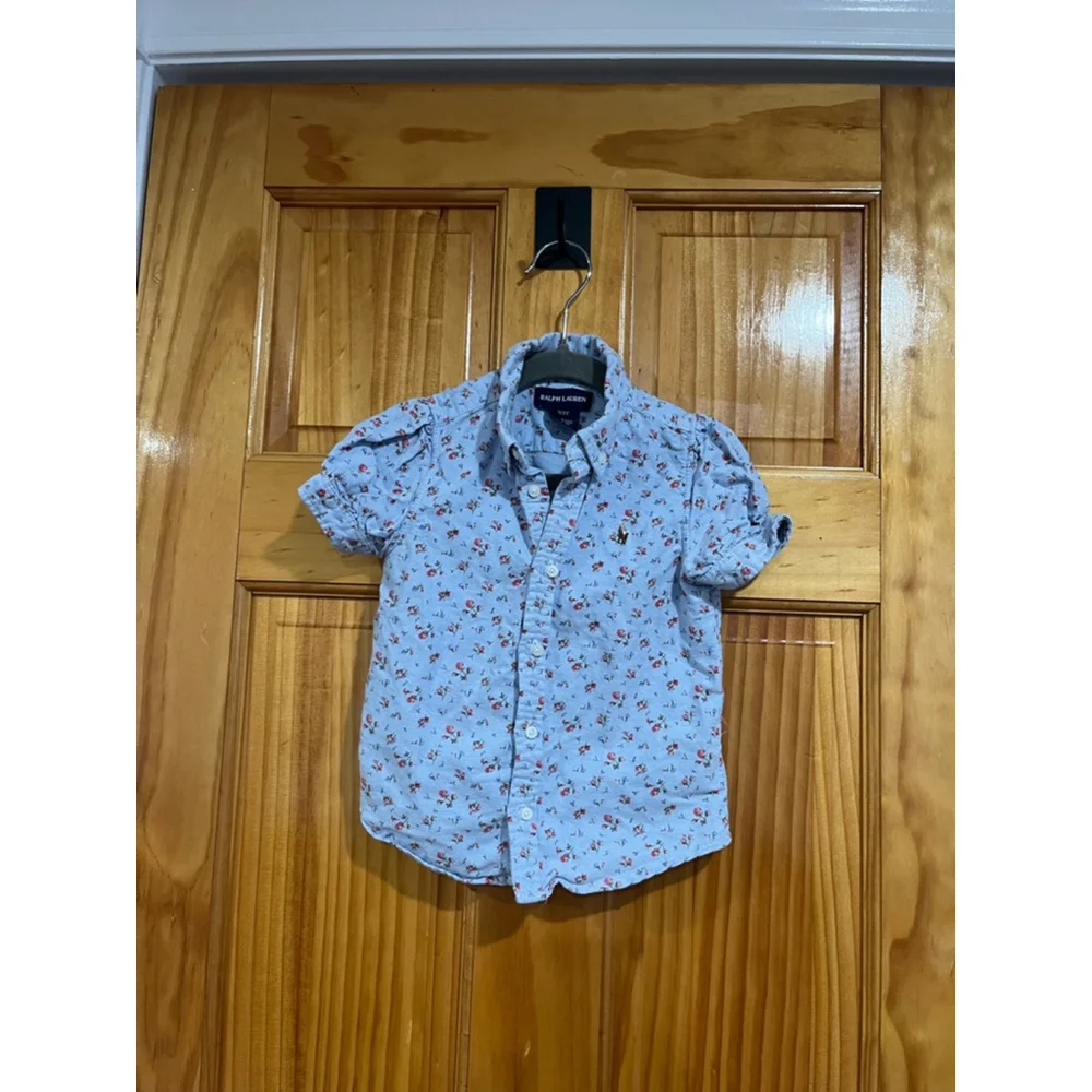 Vintage Little Girl Ralph Lauren Cotton Short Sleeve Floral Short Sleeve Sz 3T
